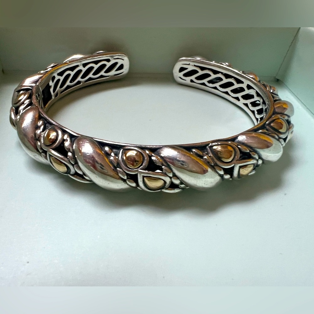 Jai by John Hardy Sterling & 14kt Gold Hinged Bangle Bracelet